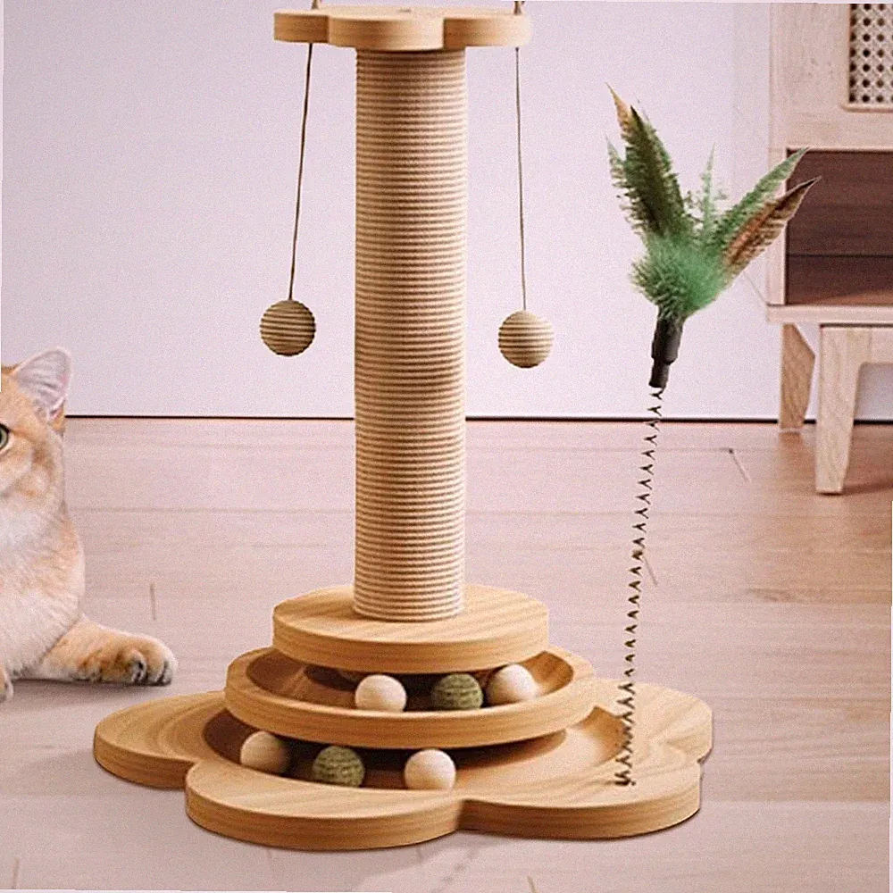 Kratzbaum Katzenkratzbaum Kratzsäule Kratzstamm Stabil für Katzen +2 Bällen