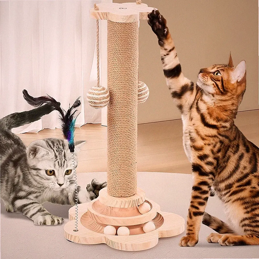 Kratzbaum Katzenkratzbaum Sisal Kratzstamm Kratzsäule für Katzen mit ball 44,5cm