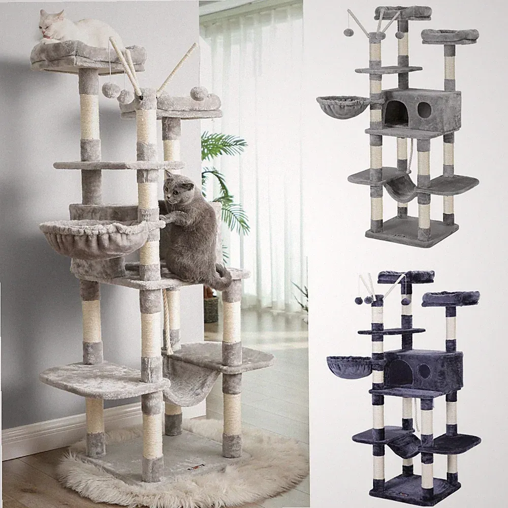 Kratzbaum Katzenkratzbaum XXL Kletterbaum Katzenbaum für Katzen Sisal grau