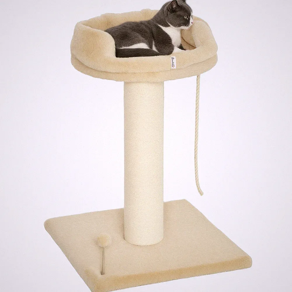 Kratzbaum klein, 85 cm Katzenbaum, Katzenkratzbaum mit Liegefläche, Sisal, Beige