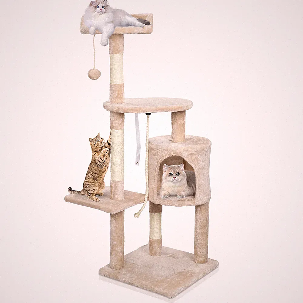 Kratzbaum Klein Katzen Kletterbaum Katzenbaum Sisal Katzenkratzbaum Stabil Beige