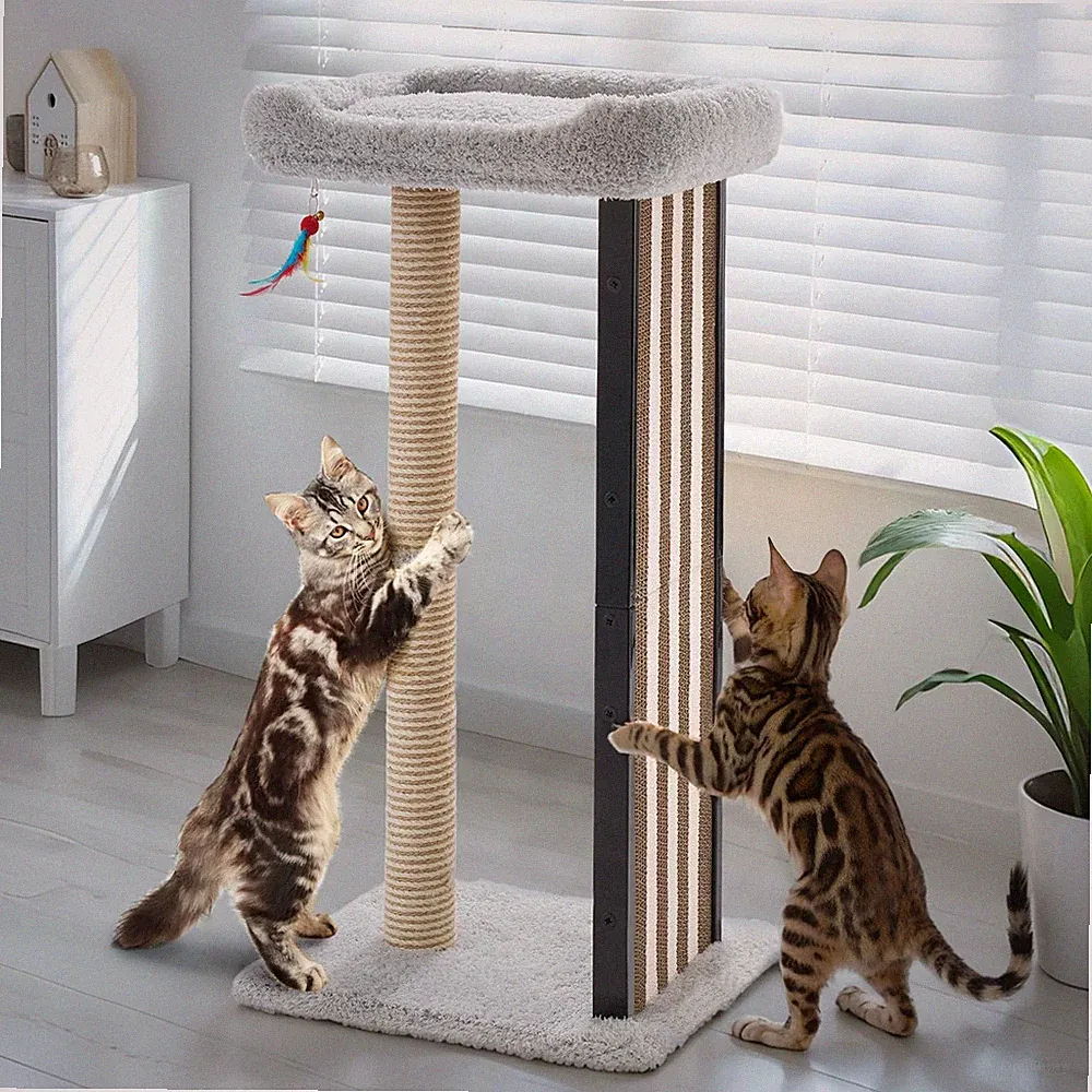 Kratzbaum Klein Katzen Stabil, 90 cm Katzenkratzbaum Hoch mit Kratzbrett und...