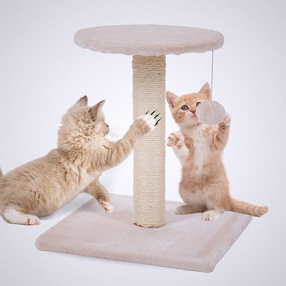 Kratzbaum klein Katzenbaum Katzenkratzbaum Kratzpfosten 44 cm beige für Katzen