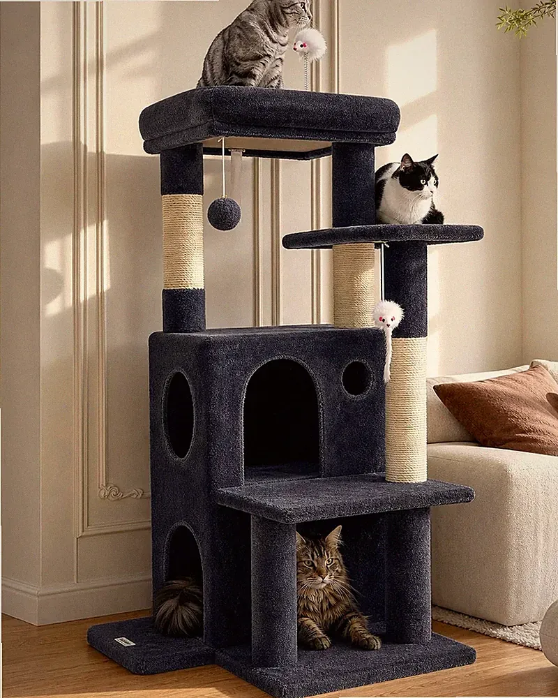 Kratzbaum klein Stabil 127cm für große Senioren Katzen Haustier Möbel