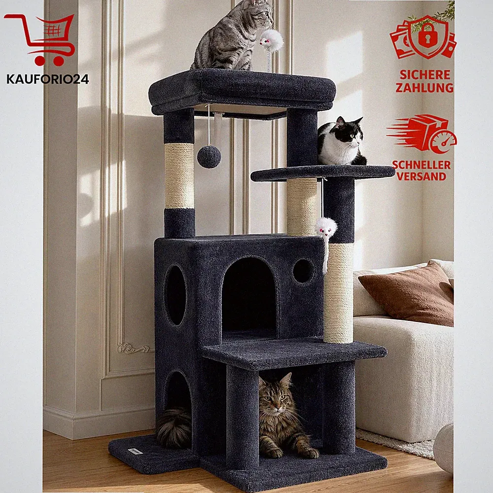 Kratzbaum klein Stabil 127cm für große Senioren Katzen Katzenbaum Katzenmöbel