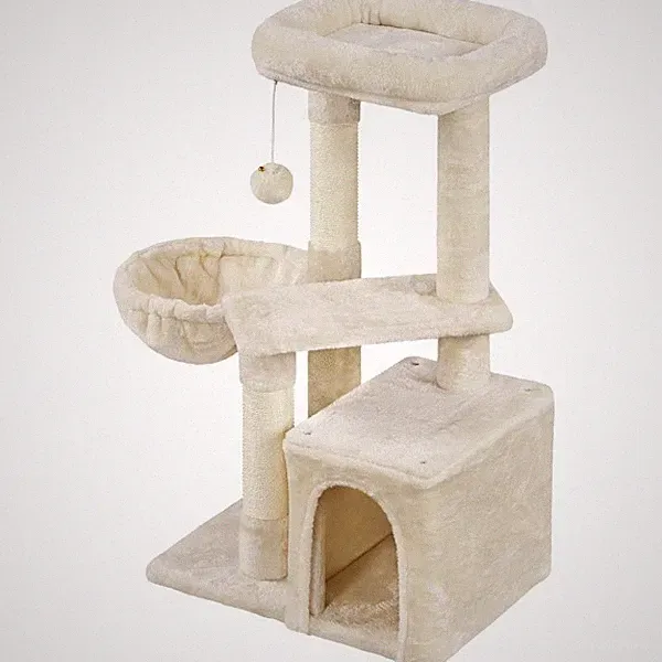 Kratzbaum Kletterbaum Katzenkratzbaum mit Liegemulde & Katzenhöhle & Plüschball