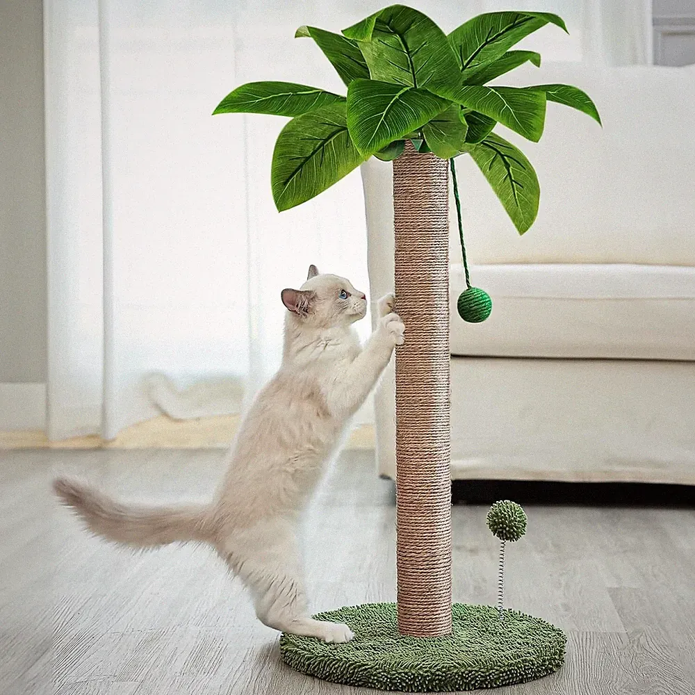 Kratzbaum Kratzsäule für Katze Sisal mit hängenden und federnden Bällen B974