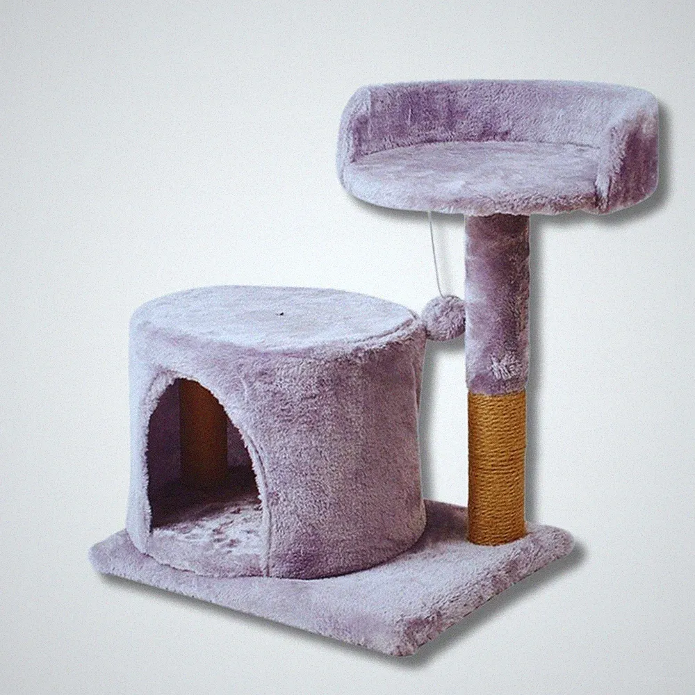 Kratzbaum Kratzsäule Katzenhöhle Kuschelhöhle Katzenbett grau klein 48cm THE ZOO