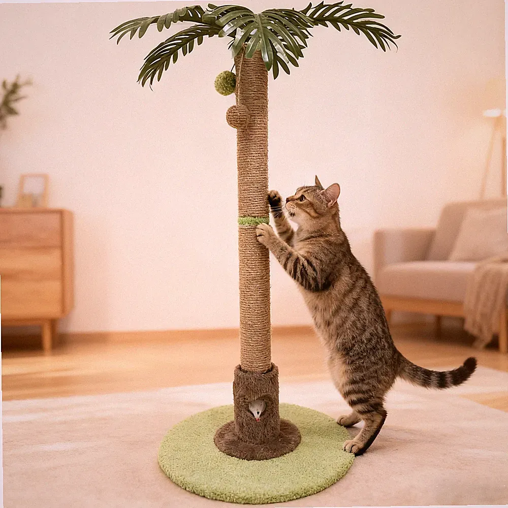 Kratzbaum Kratzstamm Kratzsäule Katzenkratzbaum mit Hängendem Ball und Sisalseil
