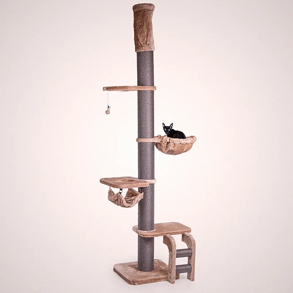 Kratzbaum Lofty XXL Kratzturm mit Deckenspanner Cappuccino ca. 57x57x250-275 cm