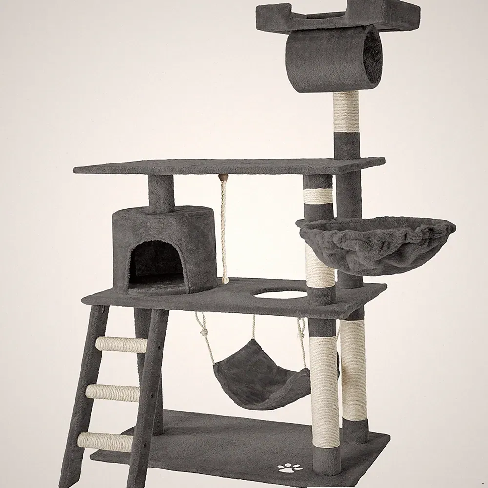 Kratzbaum Marcel 141cm Katzenbaum Katzenkratzbaum Katzenhaus grau B-Ware