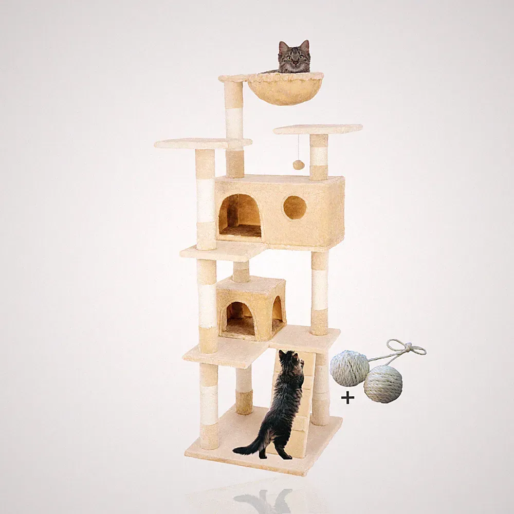 Kratzbaum Marley Katzenbaum mit Katzenhöhlen und Kuschelnest, Sisal und Plüsch