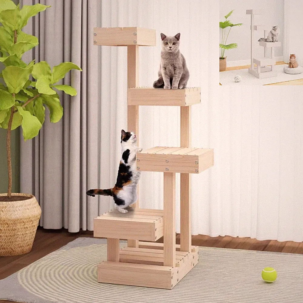 Kratzbaum Massivholz Kiefer Holz Katzen Katzenkratzbaum Katzenmöbel Kletterbaum