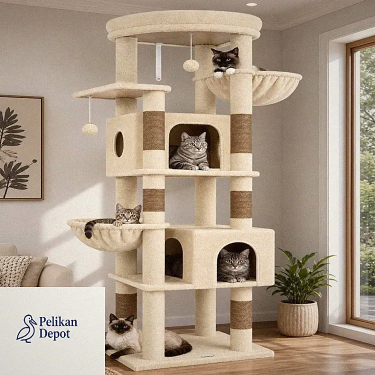 kratzbaum katze beige
