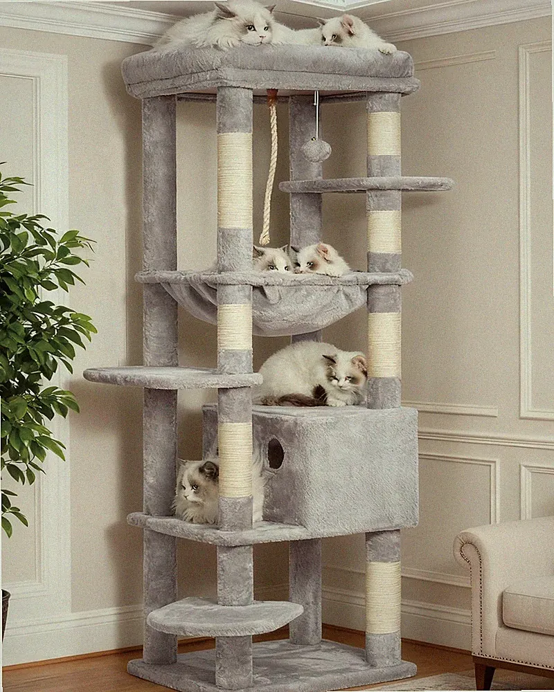 Kratzbaum, mit Decken, für große Katze, Katzenbaum, große Plattformen, Höhle,...