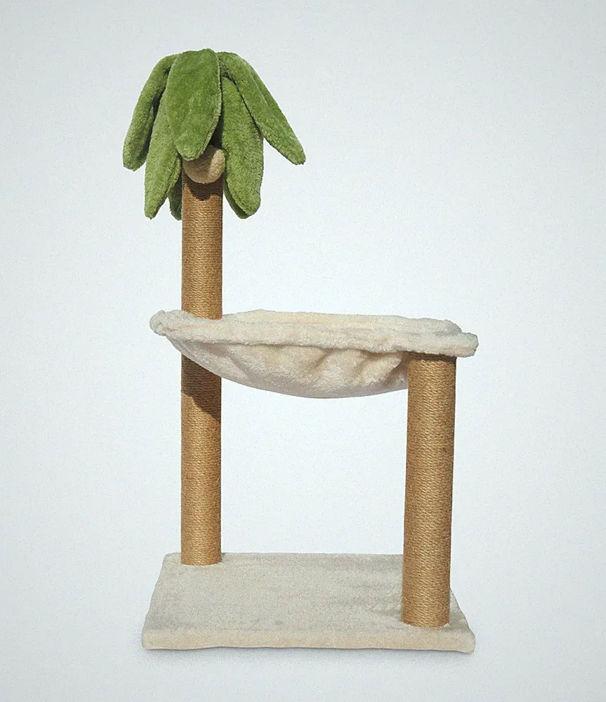 Kratzbaum mit Hängematte und Sisalstämmen, Kratzsäule mit Sisalseil 40x40x70 cm