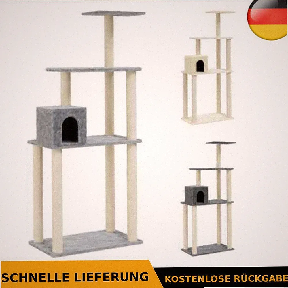 Kratzbaum mit Sisal-Kratzsäulen 147cm Katzenbaum Katzen mehrere Auswahl vidaXL