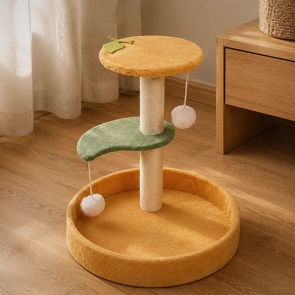Kratzbaum mit Sisalpfosten Mehrstufig Katzenkletterbaum Hängendes Spielzeug