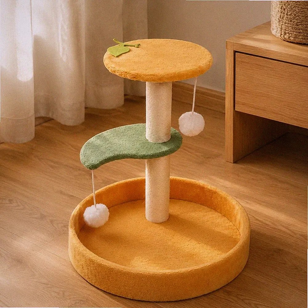 Kratzbaum mit Sisalpfosten Mehrstufig Katzenkletterbaum Hängendes Spielzeug