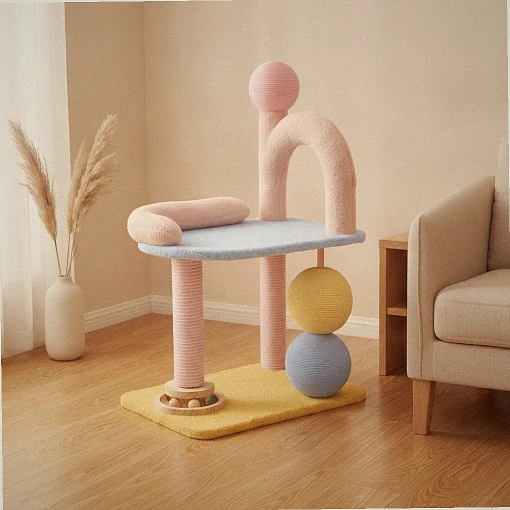 Kratzbaum mit Spielball kompakt Kratzbaum mit Liegemulde stabil für Hauskatzen