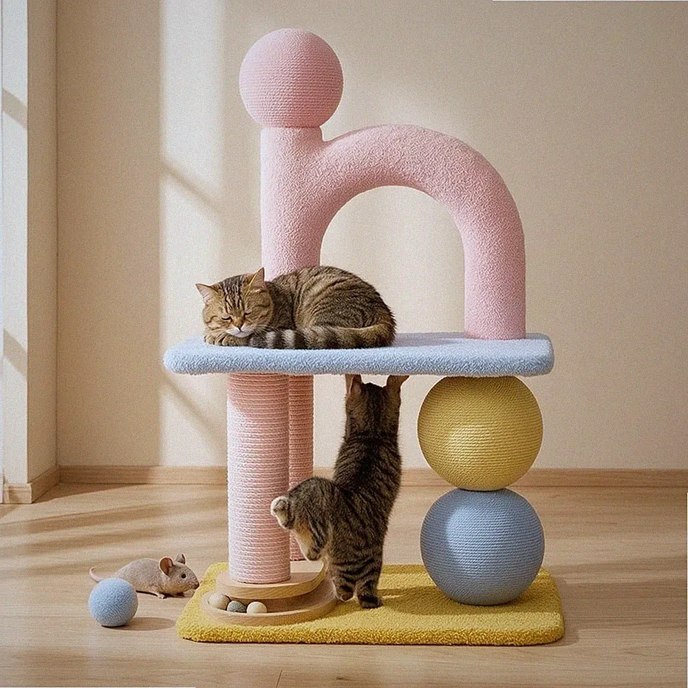 Kratzbaum mit Spielzeug freistehend Katzenkratzbaum stabil für Katzenbesitzer