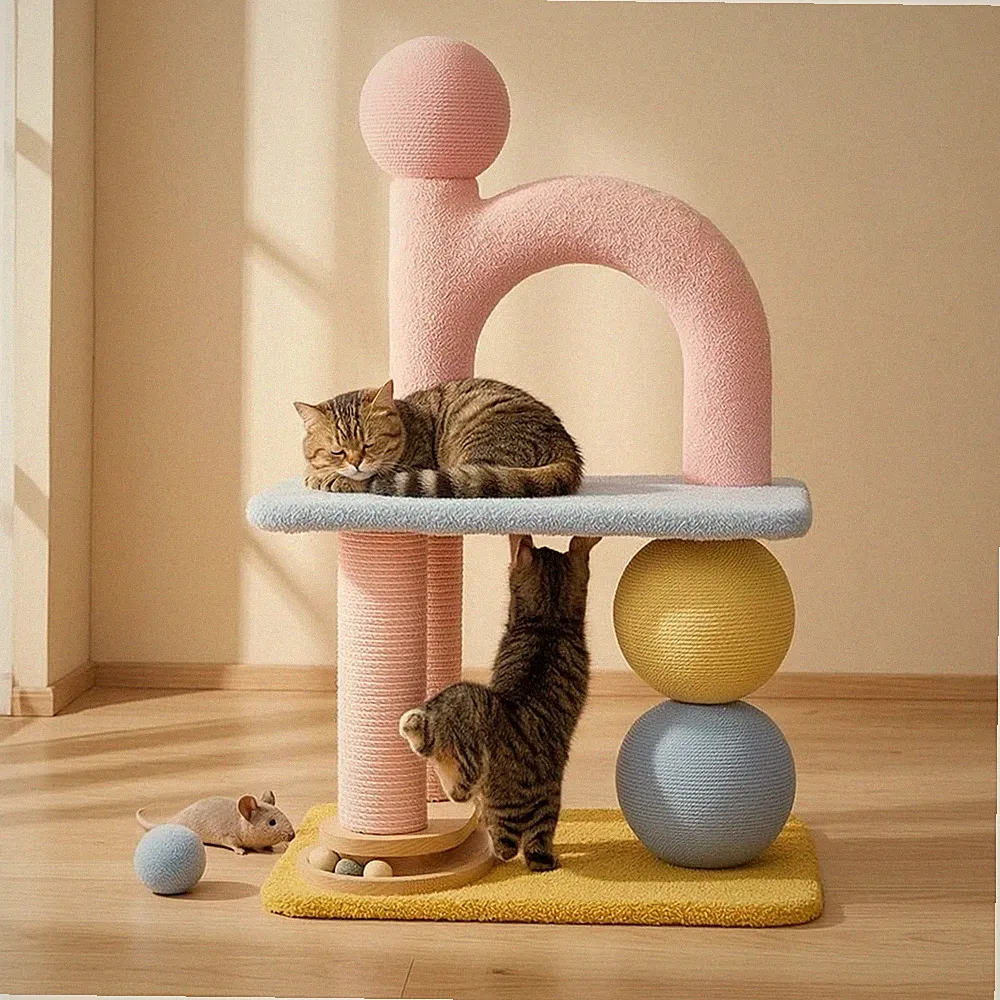 Kratzbaum mit Spielzeug freistehend Katzenkratzbaum stabil für Katzenbesitzer