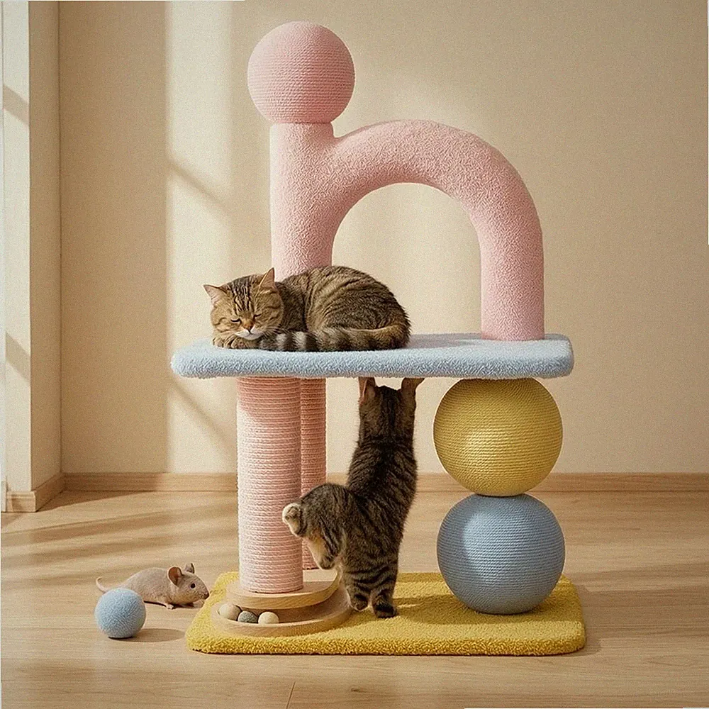 Kratzbaum mit Spielzeug Platzsparend Katzenkratzbaum Stabil für Katzenbesitzer