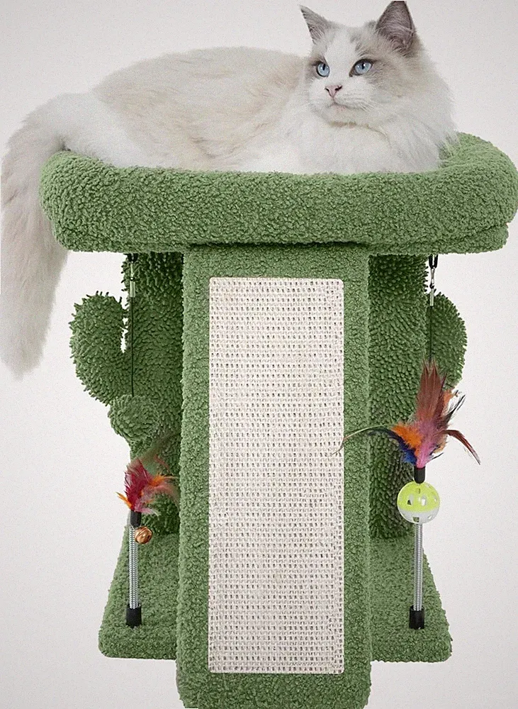Kratzbaum mit verspielten Spielzeugbällen, Indoor-Katzen, Grün
