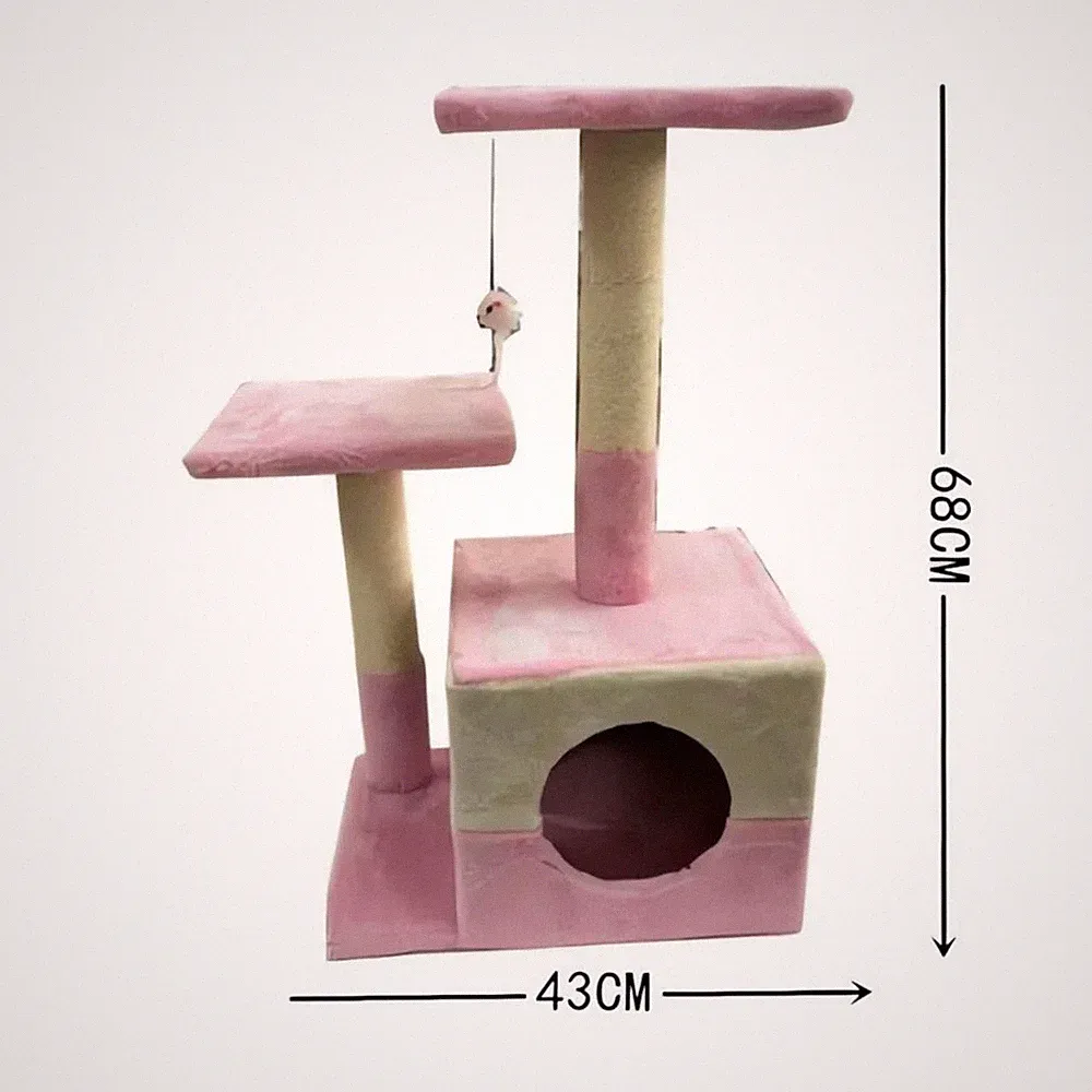 Kratzbaum Pink für Katzen Und Kätzchen Vertikaler 2 Teller + Cuccia 68x42CM