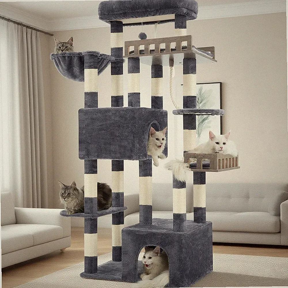 Kratzbaum robust 174 cm für schwere & mehrere Katzen, GCT033G