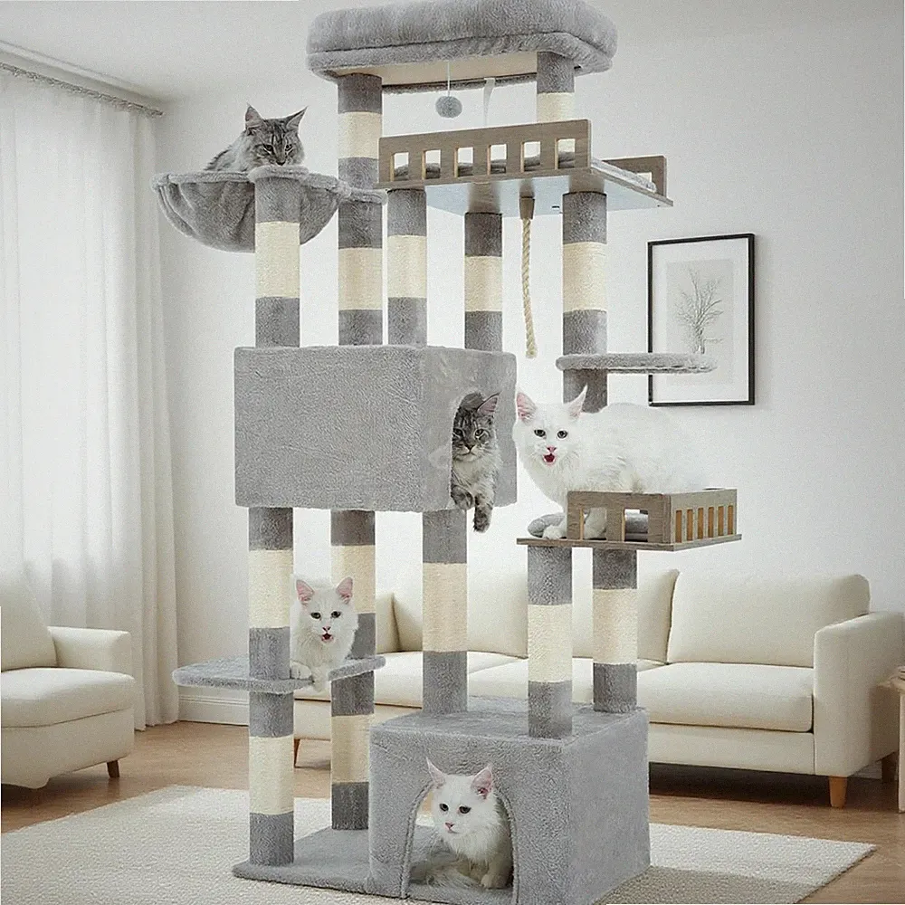 Kratzbaum robust 174 cm für schwere & mehrere Katzen, GCT033W