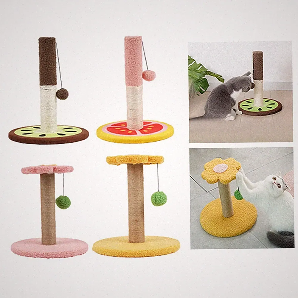 Kratzbaum Sisal Katzen Kratzsäule mit Plüsch Baumwollbasis Interaktives
