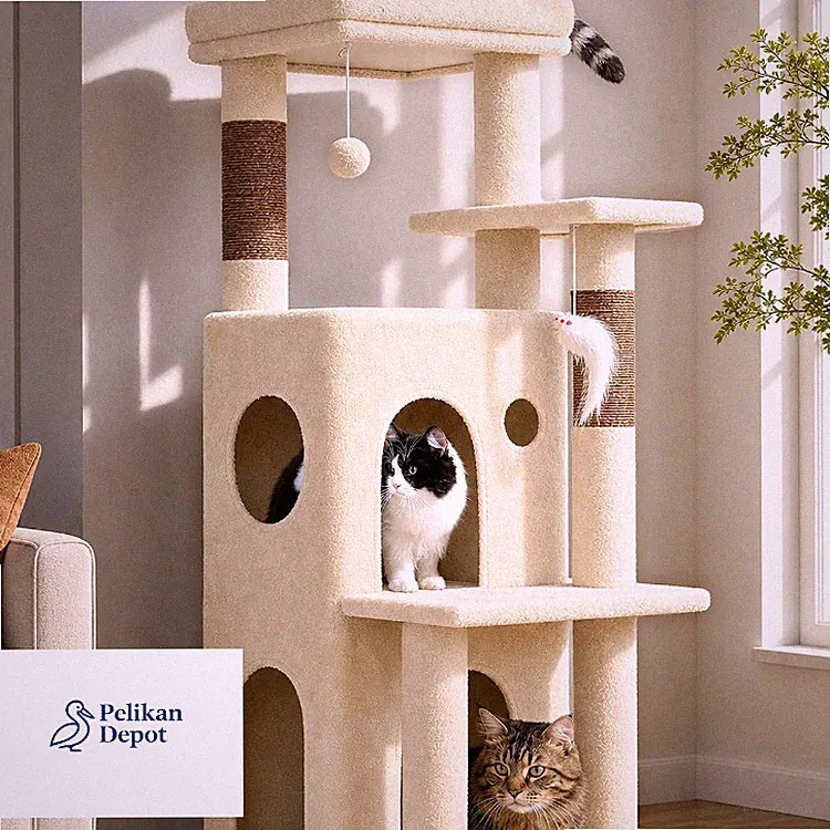 kratzbaum katze beige