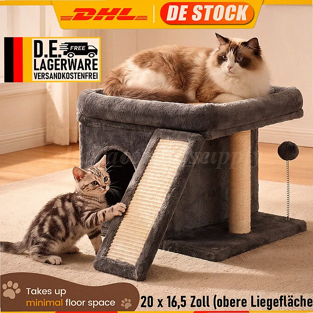 Kratzbaum Stabil Katzenkratzbaum Kletterbaum für Katzen Katzenmöbel Dunkelgrau