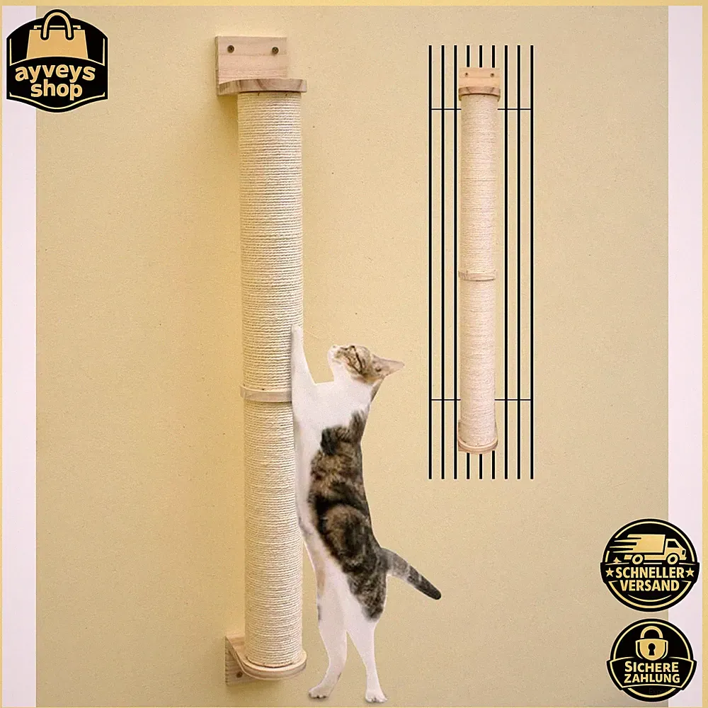 Kratzbaum Wandmontage 81cm Kletterwand Kratzsäule Sisalseil für Katzen