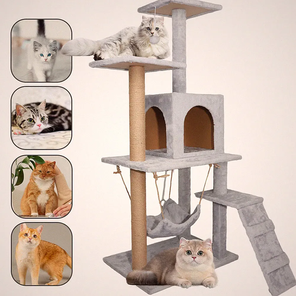 Kratzbaum XL Katzenbaum Katzenkratzbaum mit Höhlen Sisalstämmen Sisal 125cm