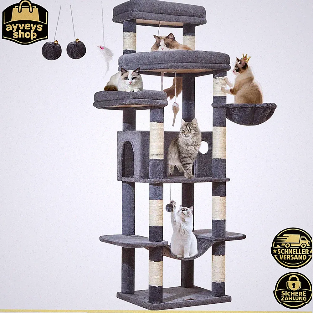 Kratzbaum XXL 180cm Stabil Groß für Katzen Katzenbaum MS034G