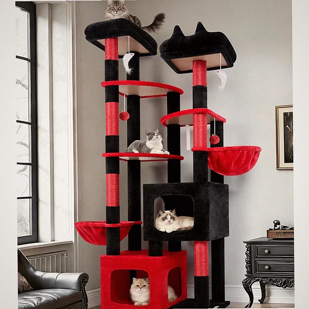 Kratzbaum XXL für Große Katzen 189 cm mit 2 Extragroße Katzenhaus 45*40*35cm,...