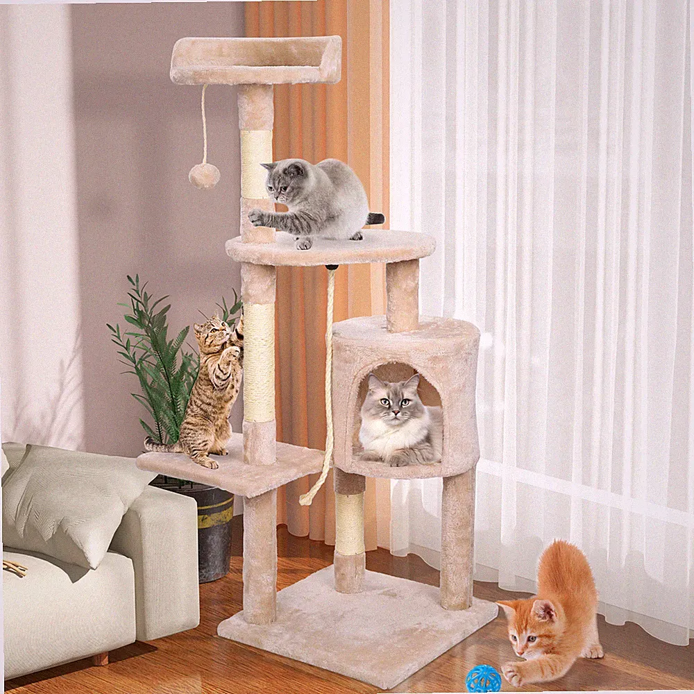 Kratzbaum XXL Große Katzen Klein Stabil Katzenbaum Sisal Kletterbaum mit Säulen