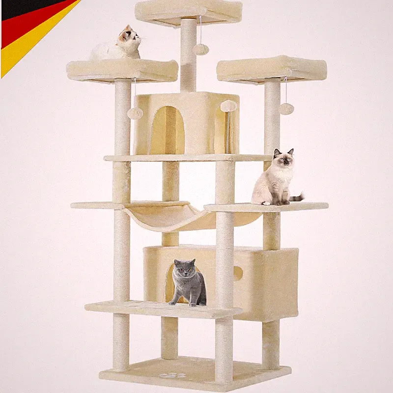 Kratzbaum XXL Stabil Mit 3 Aussichtsplattformen Sisalsäulen Beige Für Große