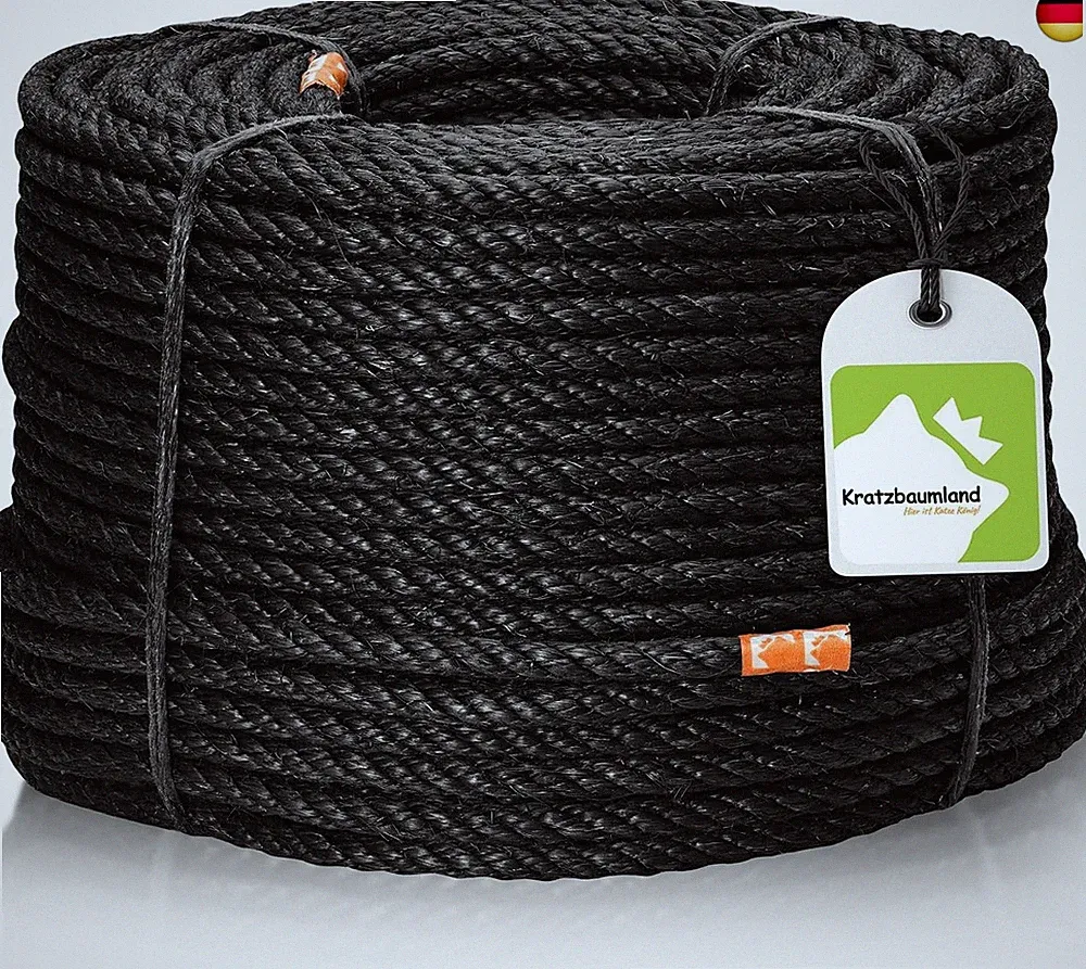 Kratzbaumland Premium-Sisalseil schwarz 10 mm, schwarzes Sisalseil für