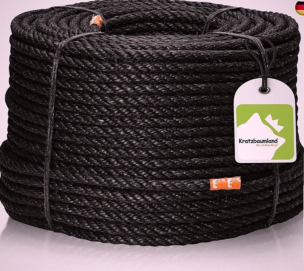 Kratzbaumland Premium-Sisalseil schwarz 8 mm, schwarzes Sisalseil für