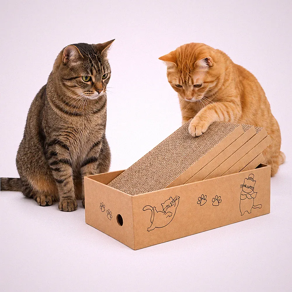 Kratzbox Kratzbrett Katzenkratzbaum Pappe Katzenbett Sofa Box + 5 Nachfüllpacks