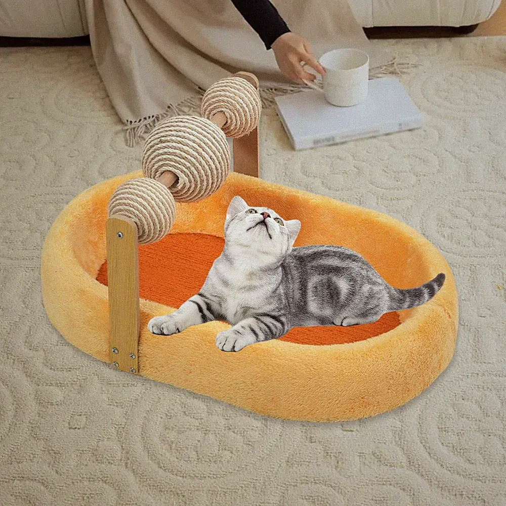 Kratzbrett Als Multifunktionales Katzenbett Und Kratzpfosten mit Interaktivem