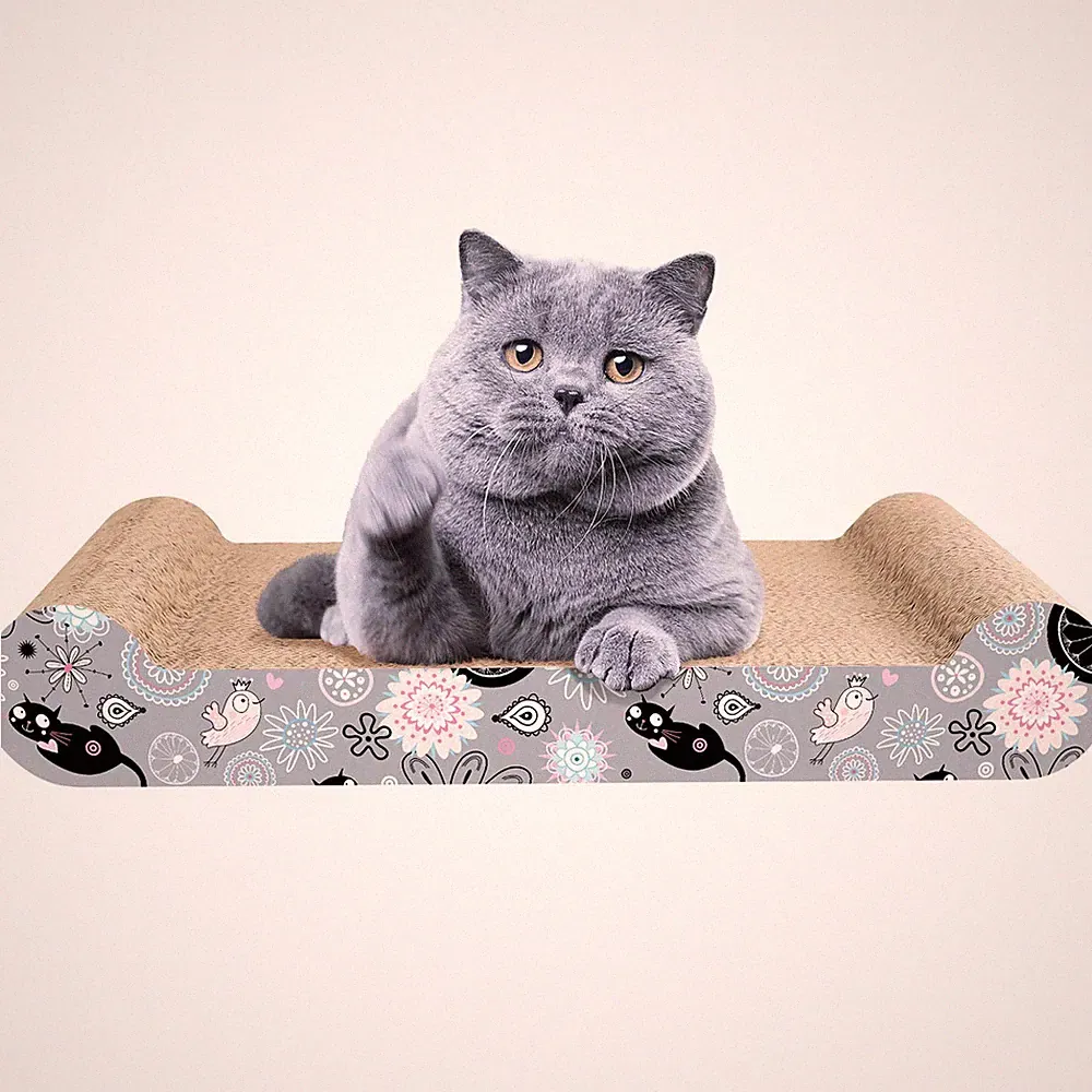 Kratzbrett aus Karton für Katzen, gewellt, Katze mit Katzenminze, organisch,...