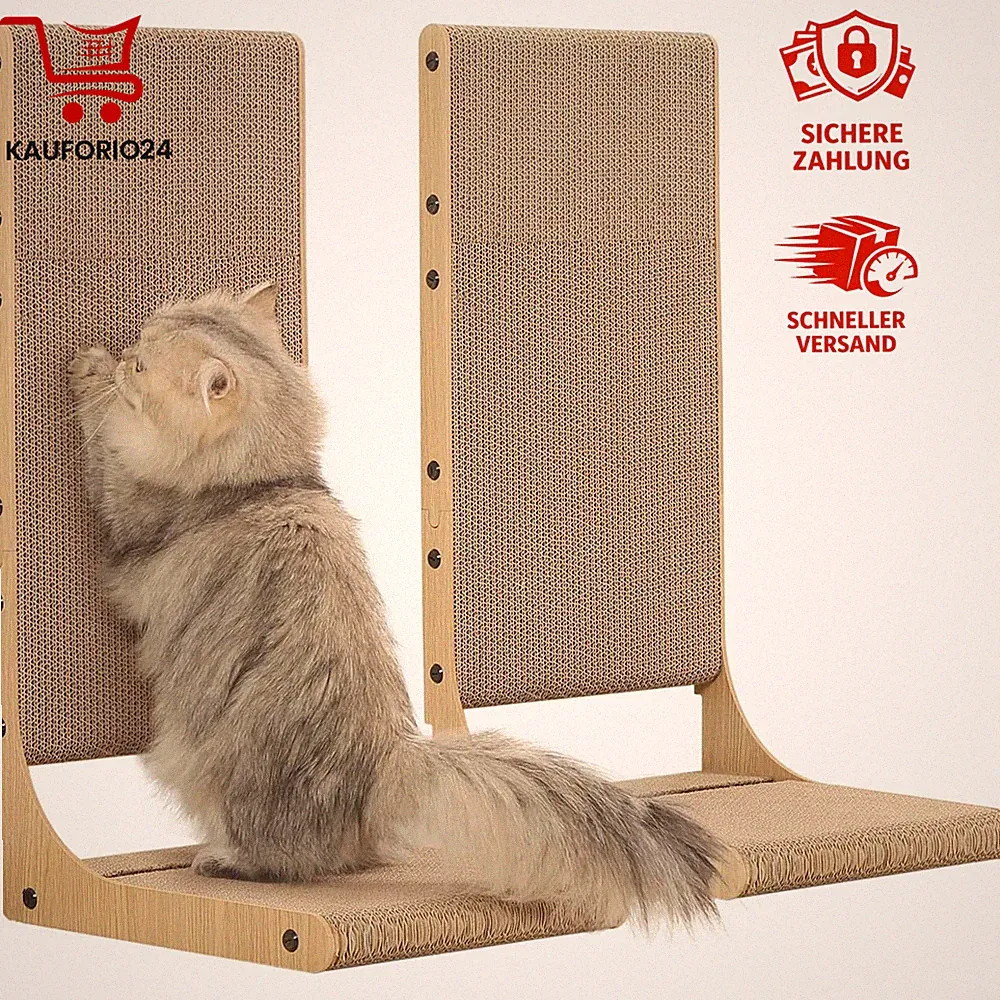 Kratzbrett für Katzen 2er-Set L-förmig 65cm Karton Kratzbaum für Innenräume Groß