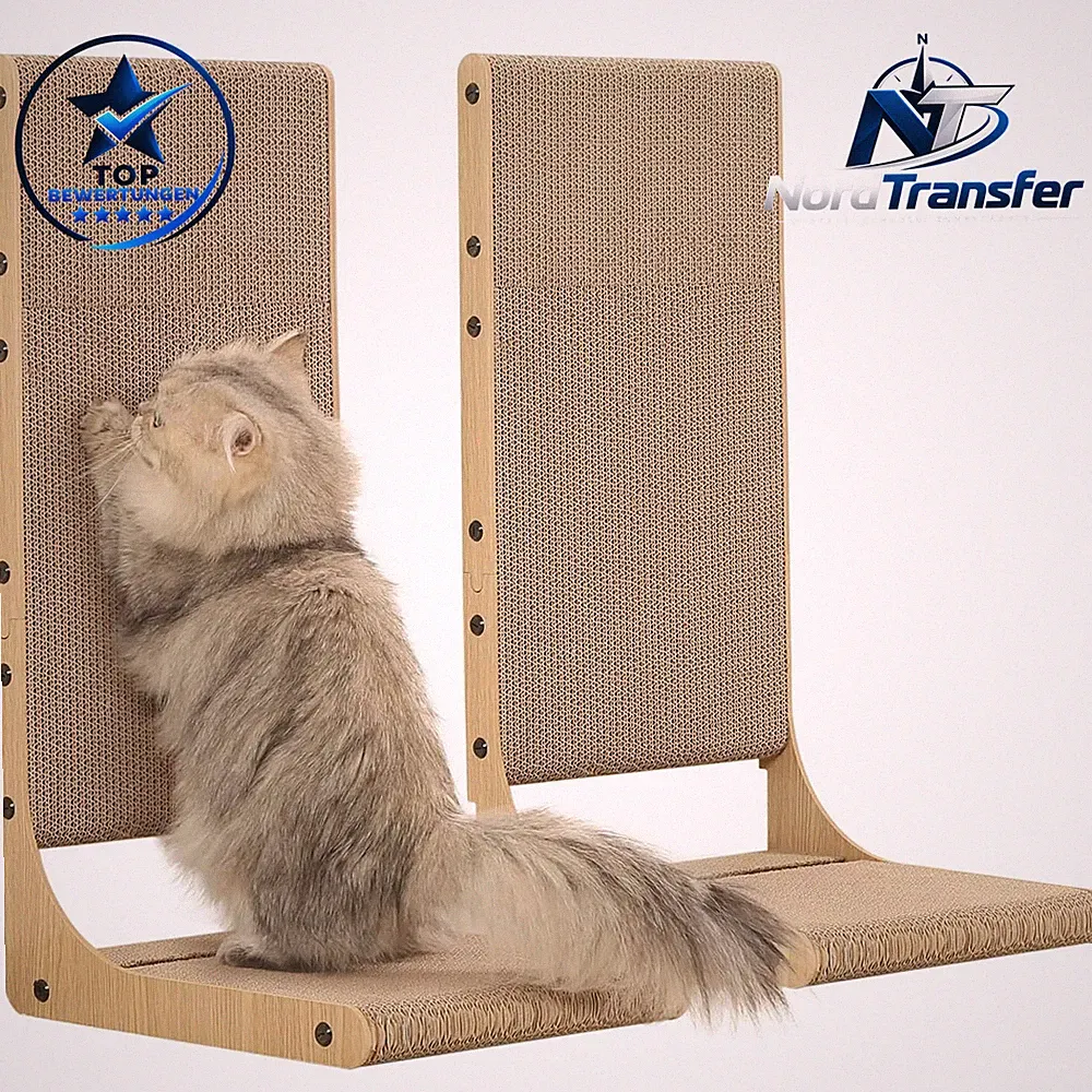 Kratzbrett für Katzen 2er-Set L-förmig 65cm Karton Kratzbaum für Innenräume Groß