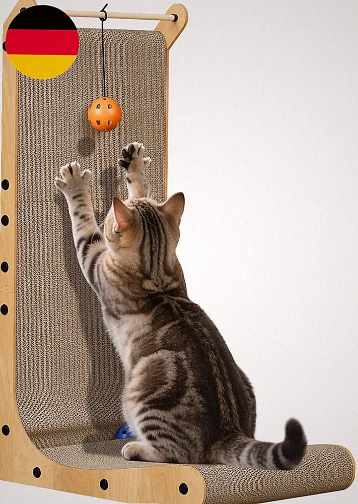 Kratzbrett Katze 68 Cm L-Förmige Kratzpappe Für Katzen Widerstandsfähiges Katzen