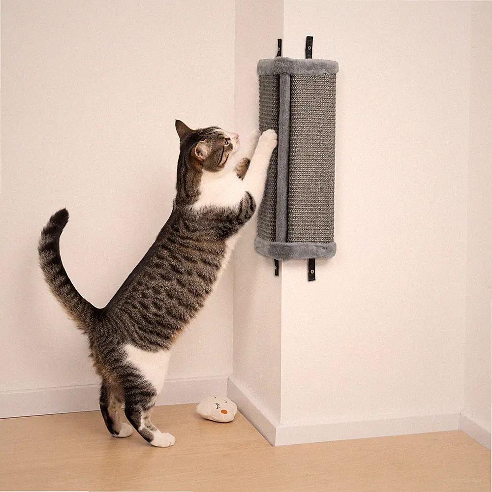 Kratzbrett Katze Wand 2er Set Sisal Kratzmatte Kratzbaum Wandschutz Grau