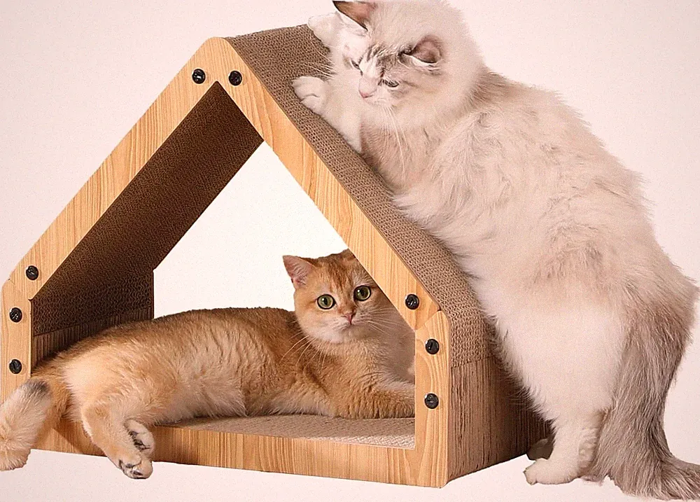 Kratzbrett Katzen 42 cm Hausform Kratzpappe Widerstandsfähig für Katzen Groß